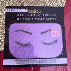 Eyelash case with mirror (cherries) purple